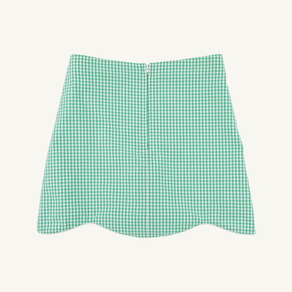 Perrin Scallop Skort - Gibson Island Green Mini Gingham with Apple Embroidery