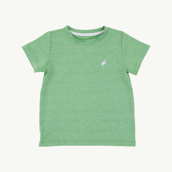 Prepletic™ Carter Crewneck - Grafton Green (Heathered) with Worth Avenue White Stork