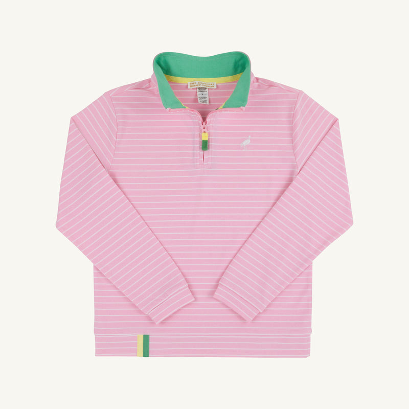 Prepleticâ„¢ Hayword Half-Zip - Pier Party Pink Stripe with Gibson Island Green