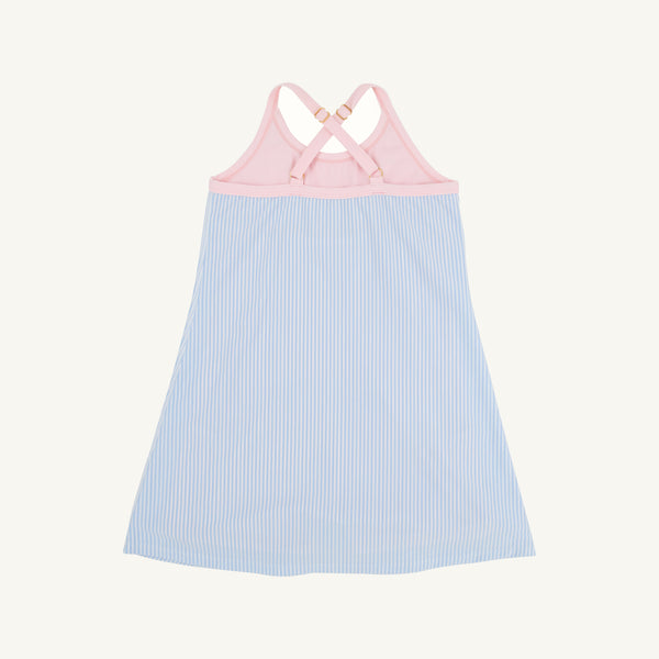 Prepletic™ Little Miss Tennis Dress - Beale Street Blue Seersucker with Palm Beach Pink