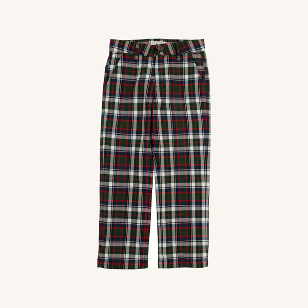 Prep School Pants (Flannel) - Grant Park Plaid with Nantucket Navy Stork