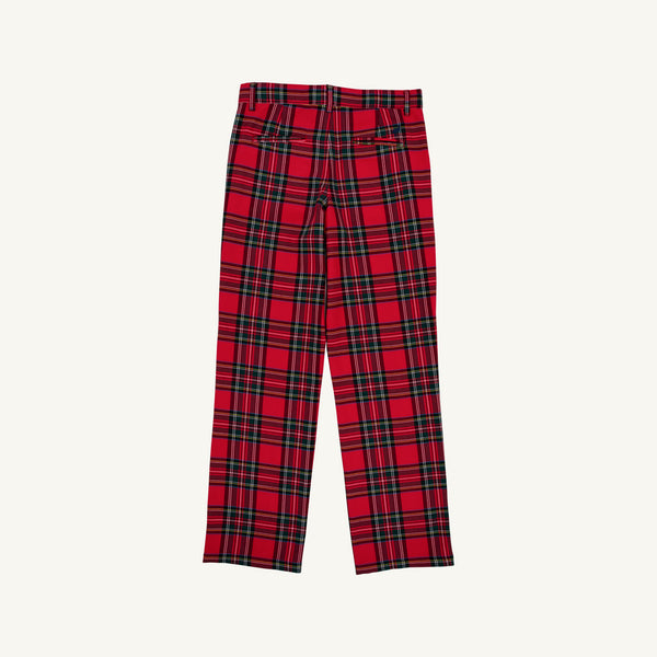 Back view of red Prep School Pants - Society Prep Plaid trousers.