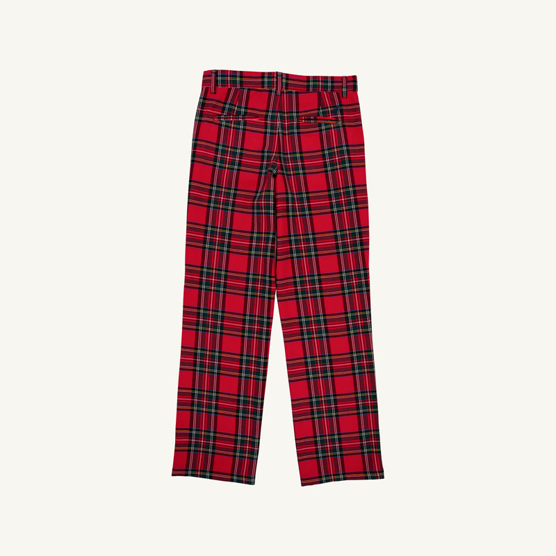 Back view of red Prep School Pants - Society Prep Plaid trousers.