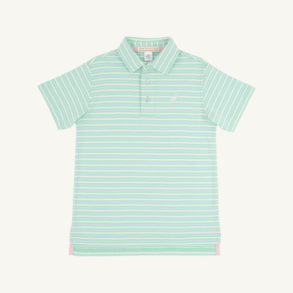Prim & Proper Polo & Onesie - Sumner County Stripe (Grace Bay Green) with Multicolor Stork