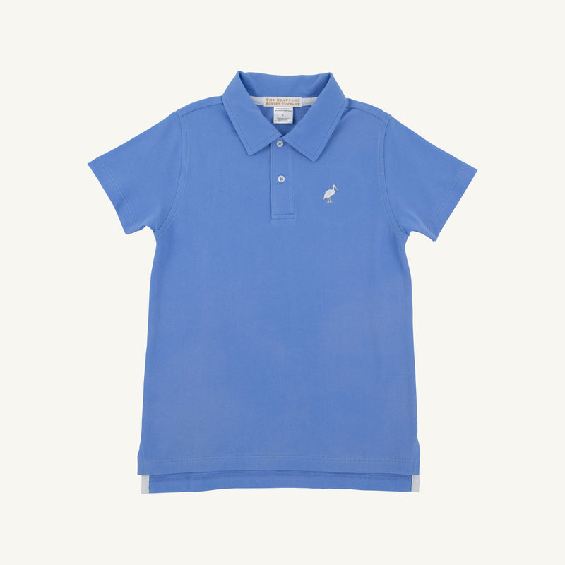 Prim & Proper Beach Polo & Onesie - Sunrise Blvd. Blue with Multicolor Stork