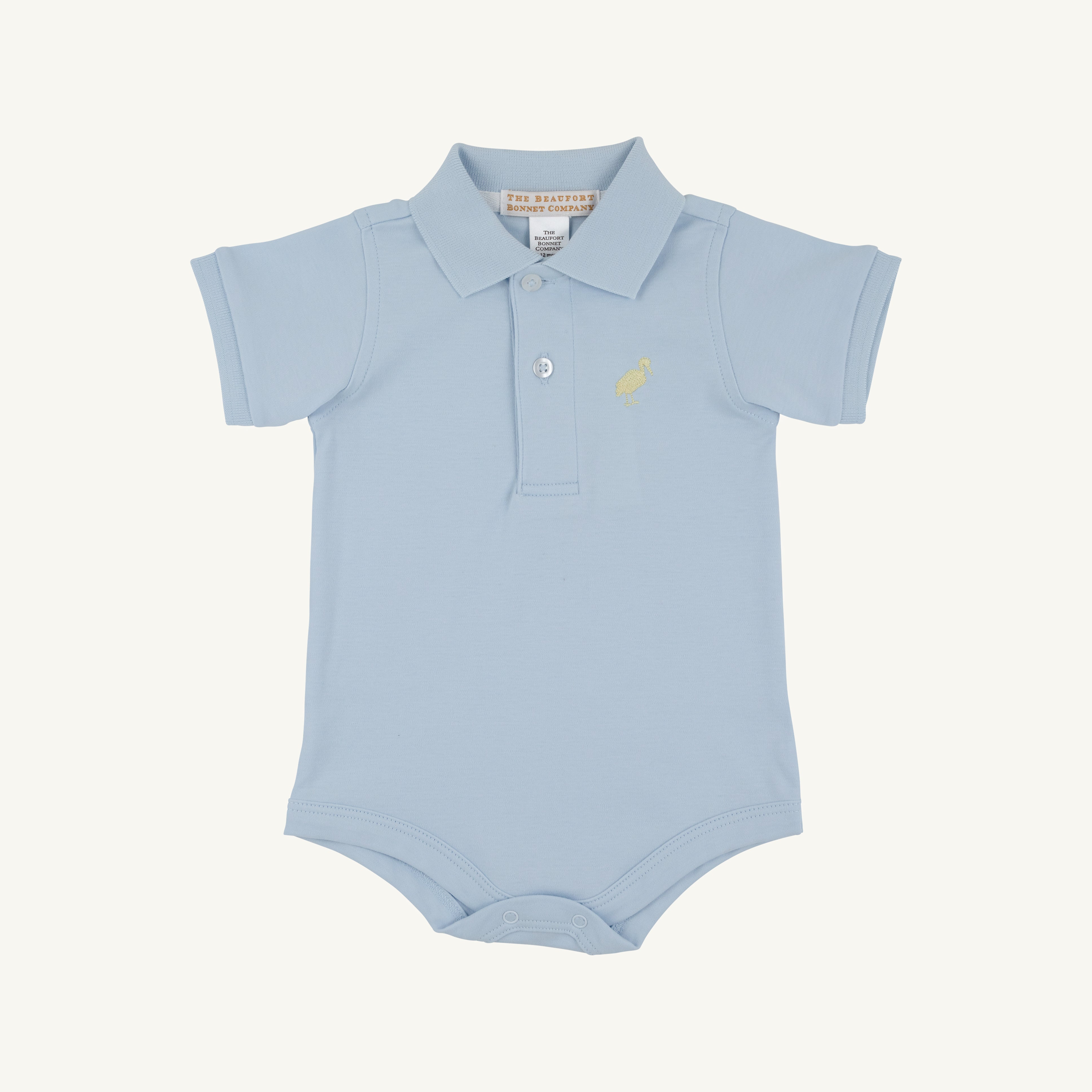 Prim & Proper Polo & Onesie - Buckhead Blue with Bellport Butter Yellow Stork
