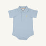 Prim & Proper Polo & Onesie - Buckhead Blue with Bellport Butter Yellow Stork