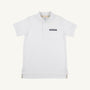 Introducing the Michigan Prim & Proper Polo - Worth Avenue White by The Beaufort Bonnet Company. This classic short-sleeve polo is made from soft Pima Cotton Knit and features a collared neckline with buttons. “MICHIGAN” is embroidered in navy blue on the left chest, showcasing your school pride with timeless style.