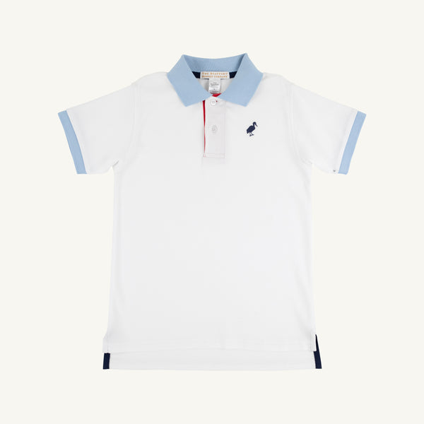 Prim & Proper Polo - Worth Avenue White with Nantucket Navy, Richmond Red and Beale Street Blue