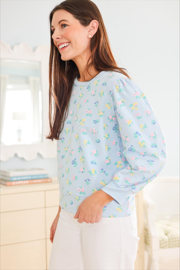 Women's Is it Saturday Sweatshirt - Little London Flowers with Buckhead Blue
