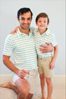 Croquet Party Polo - Gibson Island Green Stripe with Lake Worth Yellow Stork