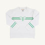 Puff Sleeve Cassidy Comfy Crewneck - Worth Avenue White with Gibson Island Green & Tennis Racquets