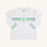 Puff Sleeve Cassidy Comfy Crewneck - Worth Avenue White with Gibson Island Green & Tennis Racquets