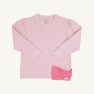 Puff Sleeve Cassidy Comfy Crewneck - Palm Beach Pink with Romany Rose Bow