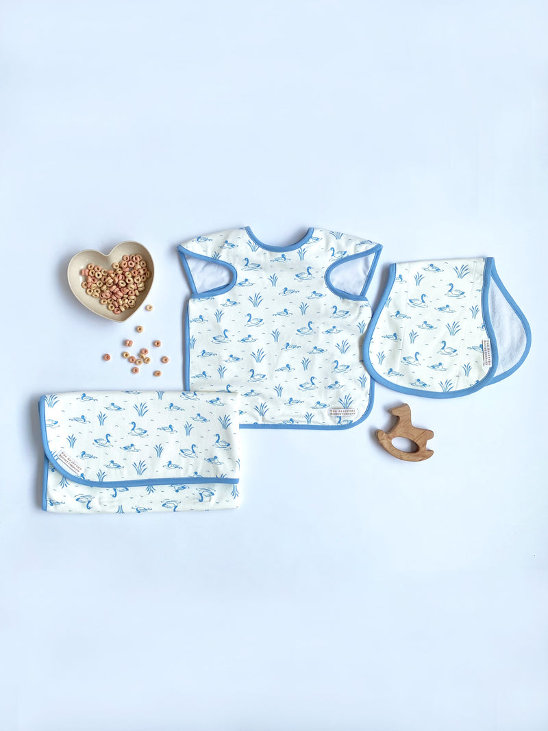 Oopsie Daisy Burp Cloth - Quack Quack Honk (Palmetto Pearl) with Barrington Blue