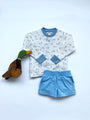 Cassidy Comfy Crewneck - Quack Quack Honk (Palmetto Pearl) with Barrington Blue