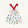 Reagan Romper - Biltmore Blooms (Buckhead Blue) with Richmond Red