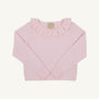Light pink Reece Ruffle Sweater - Palm Beach Pink featuring a long-sleeve design and a ruffled collar.