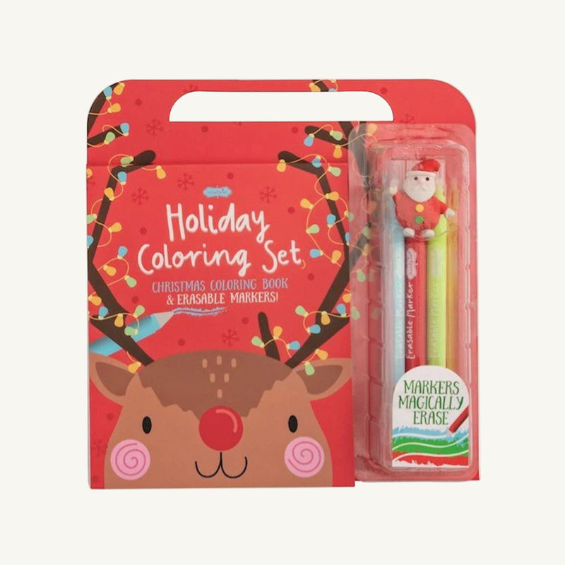 Holiday Coloring Book & Erasable Marker Set (Reindeer) - Mudpie
