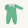 Rock Me Romper - Gibson Island Green Stripe with Worth Avenue White & Golf Embroidery