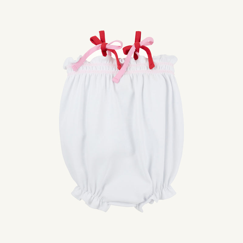 Rosey Romper - Worth Avenue White, Richmond Red and Pier Party Pink with Strawberry Applique