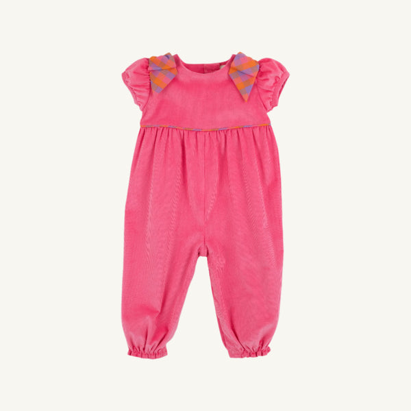Ryleigh Romper - Romany Rose Corduroy with Autumn Punch Plaid