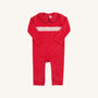 Samuel Smocked Romper (Velour) - Richmond Red with Worth Avenue White & Nantucket Navy