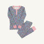 Sara Jane's Sweet Dreams Set Waffle Knit - Mountain Brook Mini Floral (Parrot Cay Coral) with Sandpearl Pink