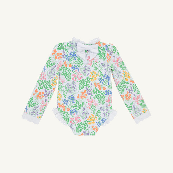 Sarasota Surf Suit - Gaston Street Garden with Worth Avenue White (UPF 35+)