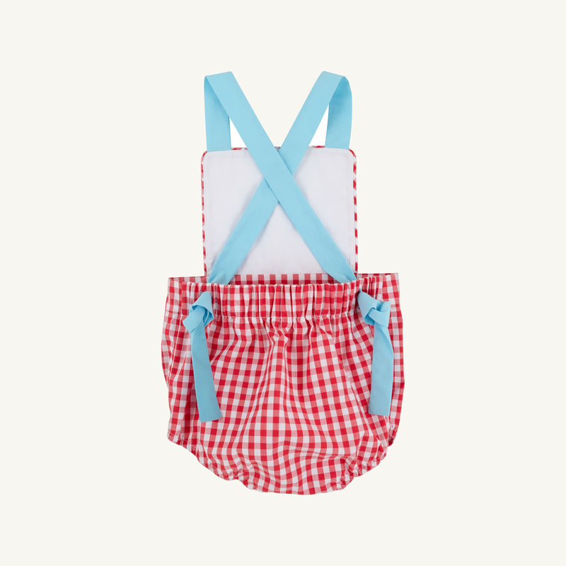 Sayre Sunsuit - Richmond Red Gingham with Belhaven Blue and Worth Avenue White