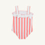 Shannon Bow Bathing Suit - Caicos Cabana Stripe (Parrot Cay Coral) with Worth Avenue White