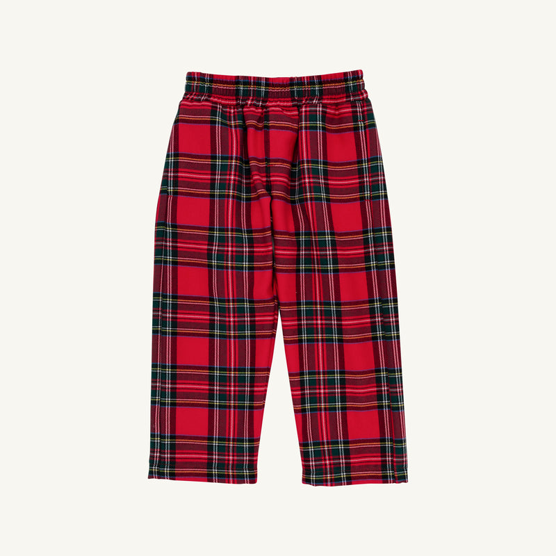 Sheffield Pant - Society Prep Plaid in red, featuring a pull-on design with an elastic waistband.
