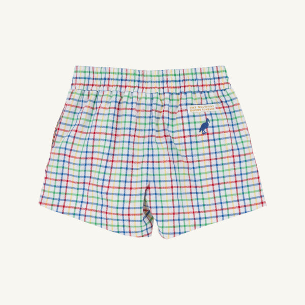 Sheffield Shorts - Kindness Wins Windowpane with Wood Boat Blue Stork