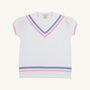 Short Puff Sleeve Cassidy Comfy Crewneck - Worth Avenue White, Park City Periwinkle and Hamptons Hot Pink