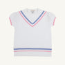 Short Puff Sleeve Cassidy Comfy Crewneck - Worth Avenue White, Park City Periwinkle and Hamptons Hot Pink