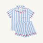 Short Sleeve Lock's Short Set - Caicos Cabana Stripe (Beale Street Blue) with Richmond Red