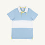 Short Sleeve Rollins Rugby Shirt - Beale Street Blue, Lake Worth Yellow & Worth Avenue White