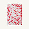 Silent Night Throw - Bonnie Scot Bows with Richmond Red and Hamptons Hot Pink Stripe in soft Pima cotton knit, featuring a red and pink scalloped bow pattern and a solid red border.