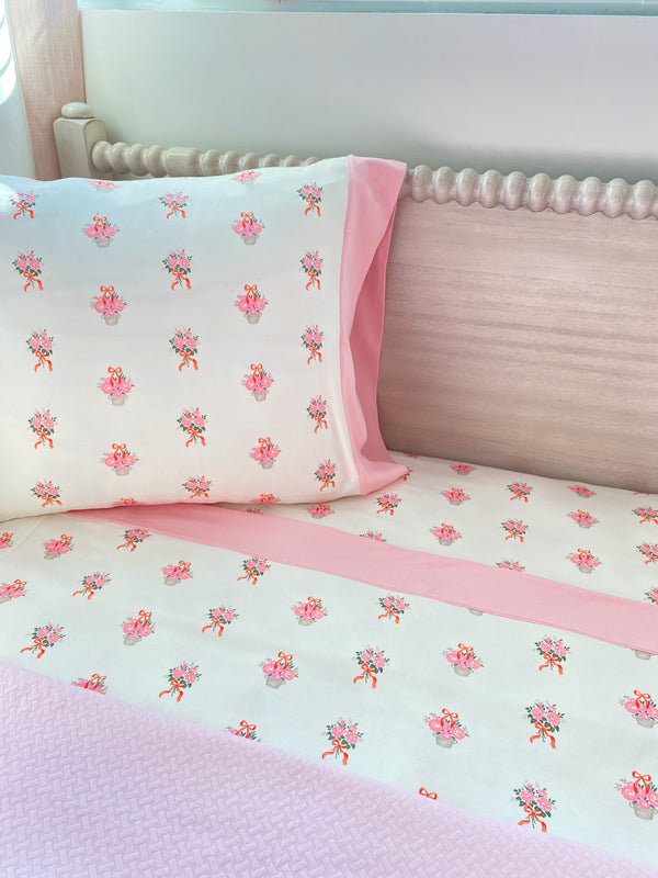 Fresh Faced Pillowcase - Nonesuch Stems with Sandpearl Pink