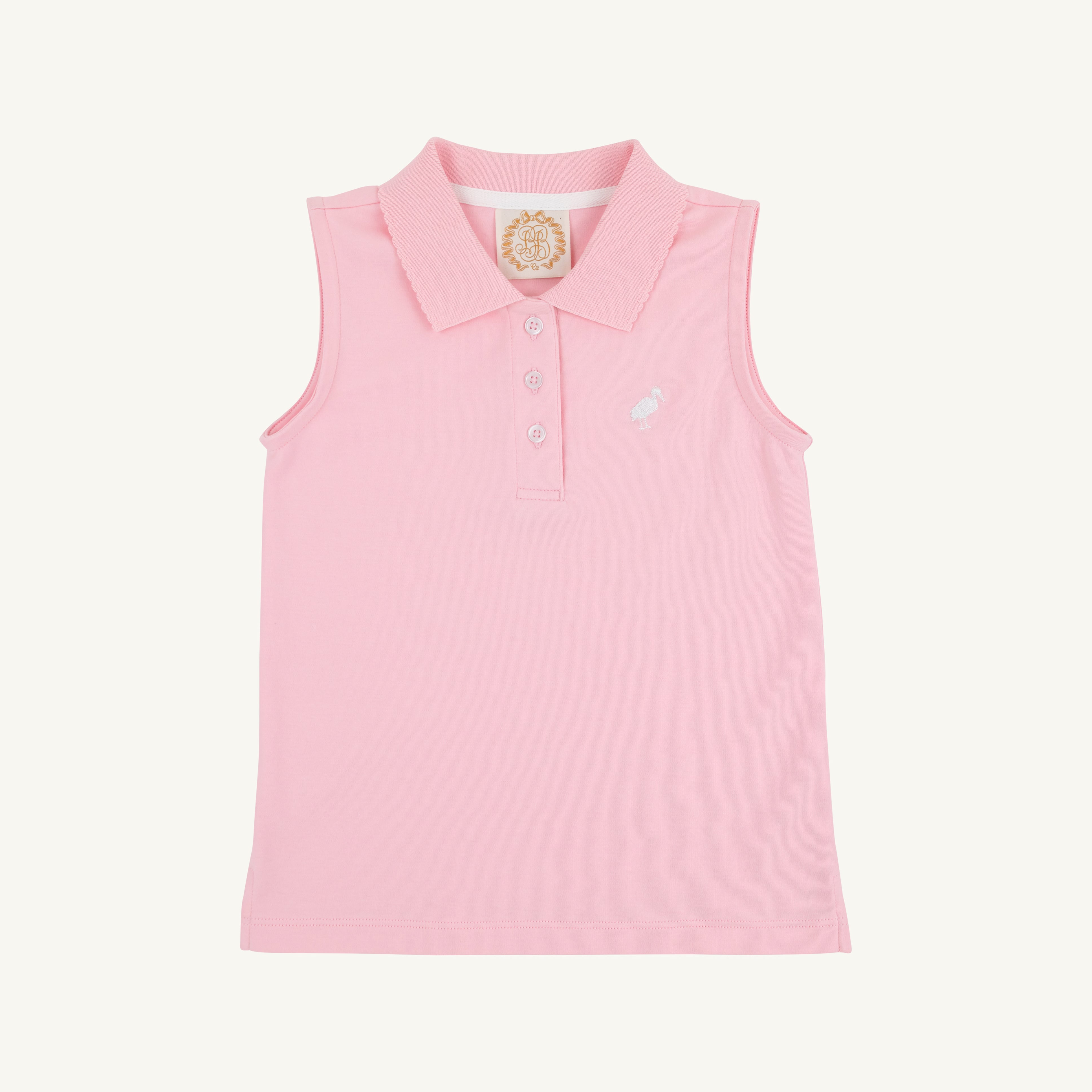 Sleeveless Anna Price Polo - Pier Party Pink with Worth Avenue White