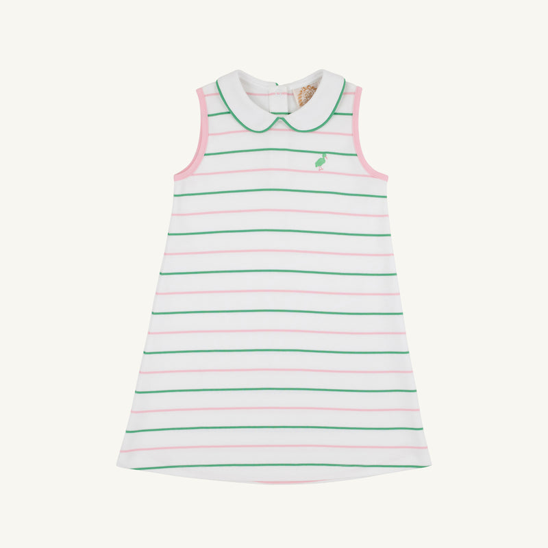 Sleeveless Maude's Peter Pan Collar Dress - Tradd Street Stripe with Pier Party Pink