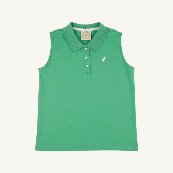Sleeveless Anna Price Polo - Gibson Island Green with Worth Avenue White Stork