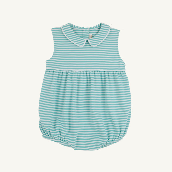 Sleeveless Bradford Bubble - Turks Teal Stripe with Worth Avenue White