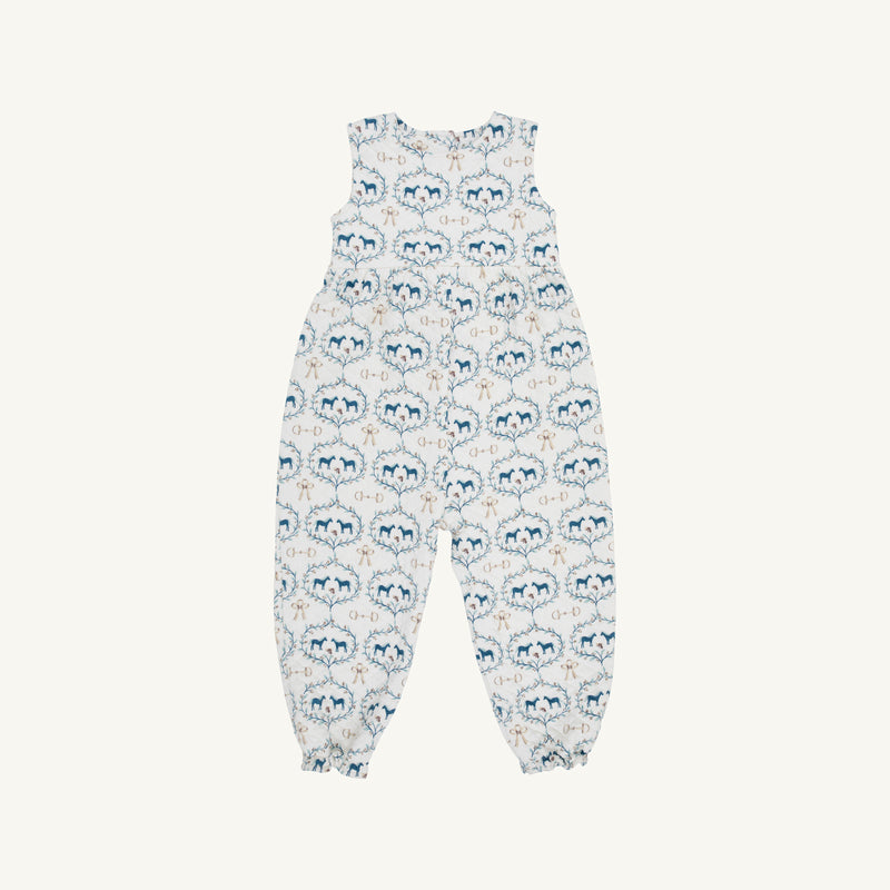 Sleeveless Rebecca Romper Quilted - Horse Bits & Bows with Palmetto Pearl