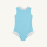 Sleeveless Sarasota Surf Suit - Belhaven Blue with Worth Avenue White Eyelet