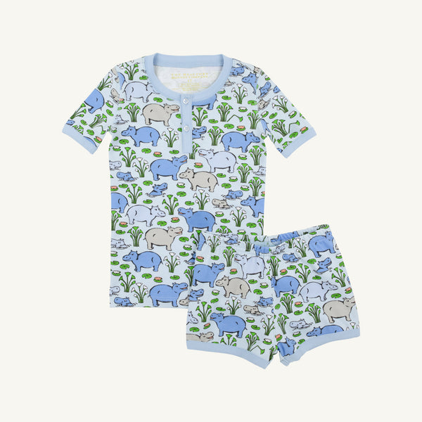 Sutton's Short Sleeve Short Set - Bal Harbour Hippo (Beale Street Blue)