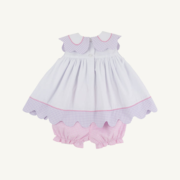 Sydney Scallop Set - Pink Greenbrier Gingham & Lauderdale Lavender Gingham with Worth Avenue White