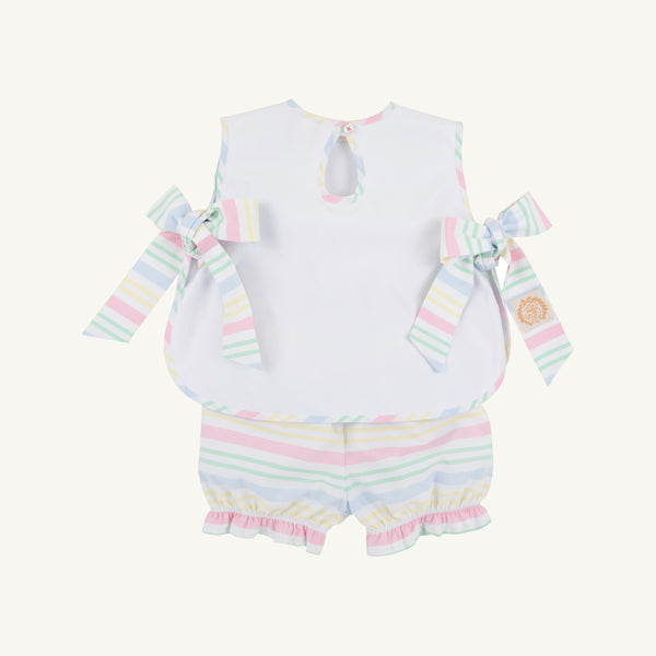 Talbott Tie Side - Worth Avenue White & San Antonio Stripe with Cat Applique