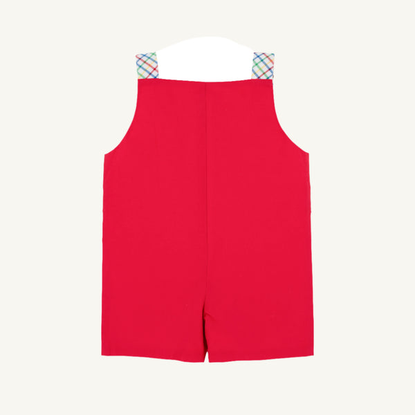 Teddy's Tab Jon Jon - Richmond Red with Kindness Wins Windowpane & School House Applique