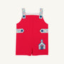 Teddy's Tab Jon Jon - Richmond Red with Kindness Wins Windowpane & School House Applique
